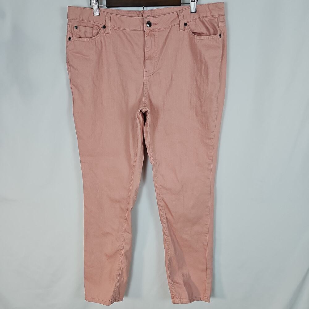 Bisou Bisou Womens Jeans Sz 16 Waist 37” Inseam 29” Coral High Waist,Tapered Leg